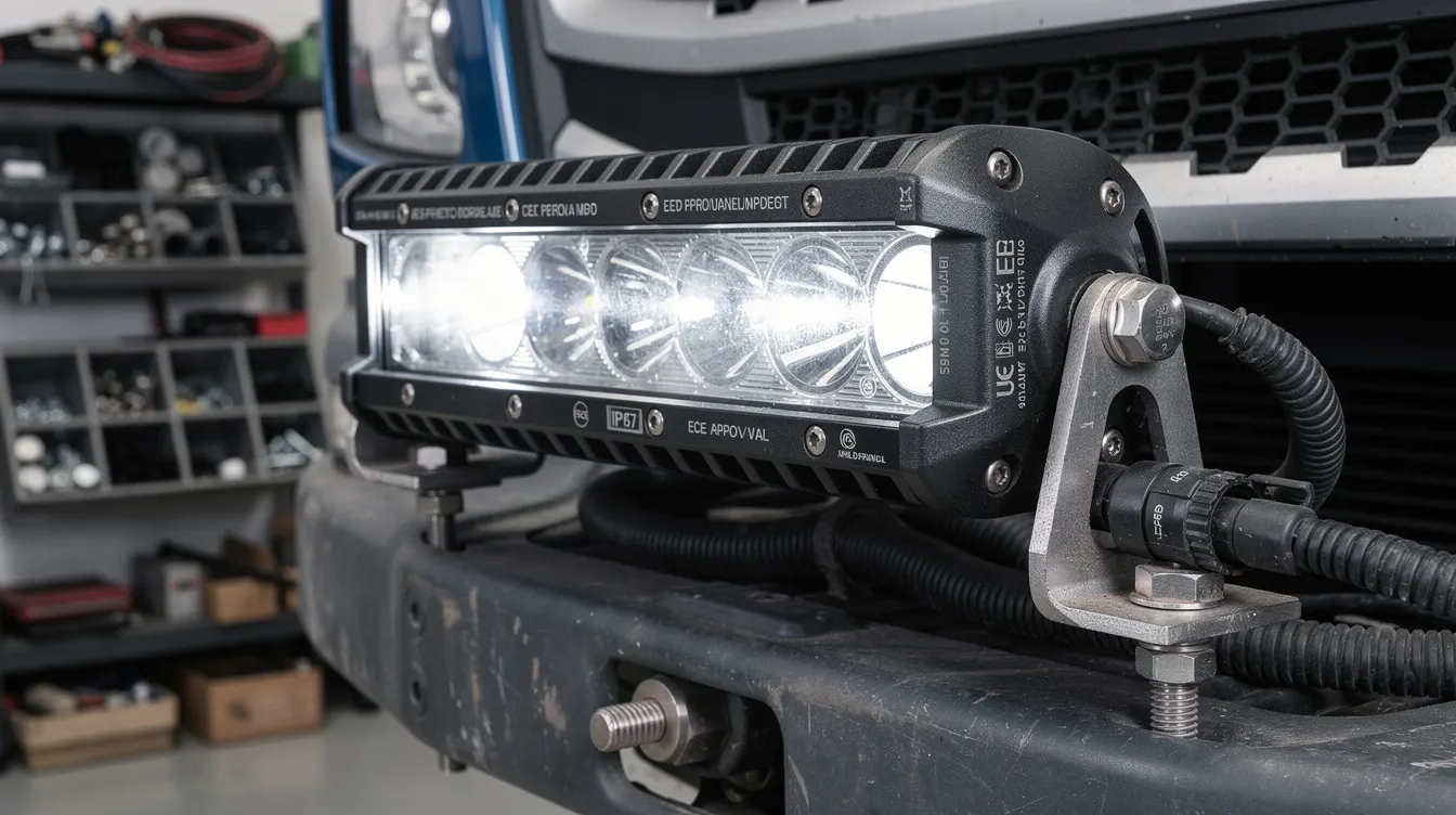 ECE R112-godkendt LED lygtebar til lastbil med IP67-klassificering og korrekt relæmontering – professionelt lastbilslys til erhvervskøretøjer