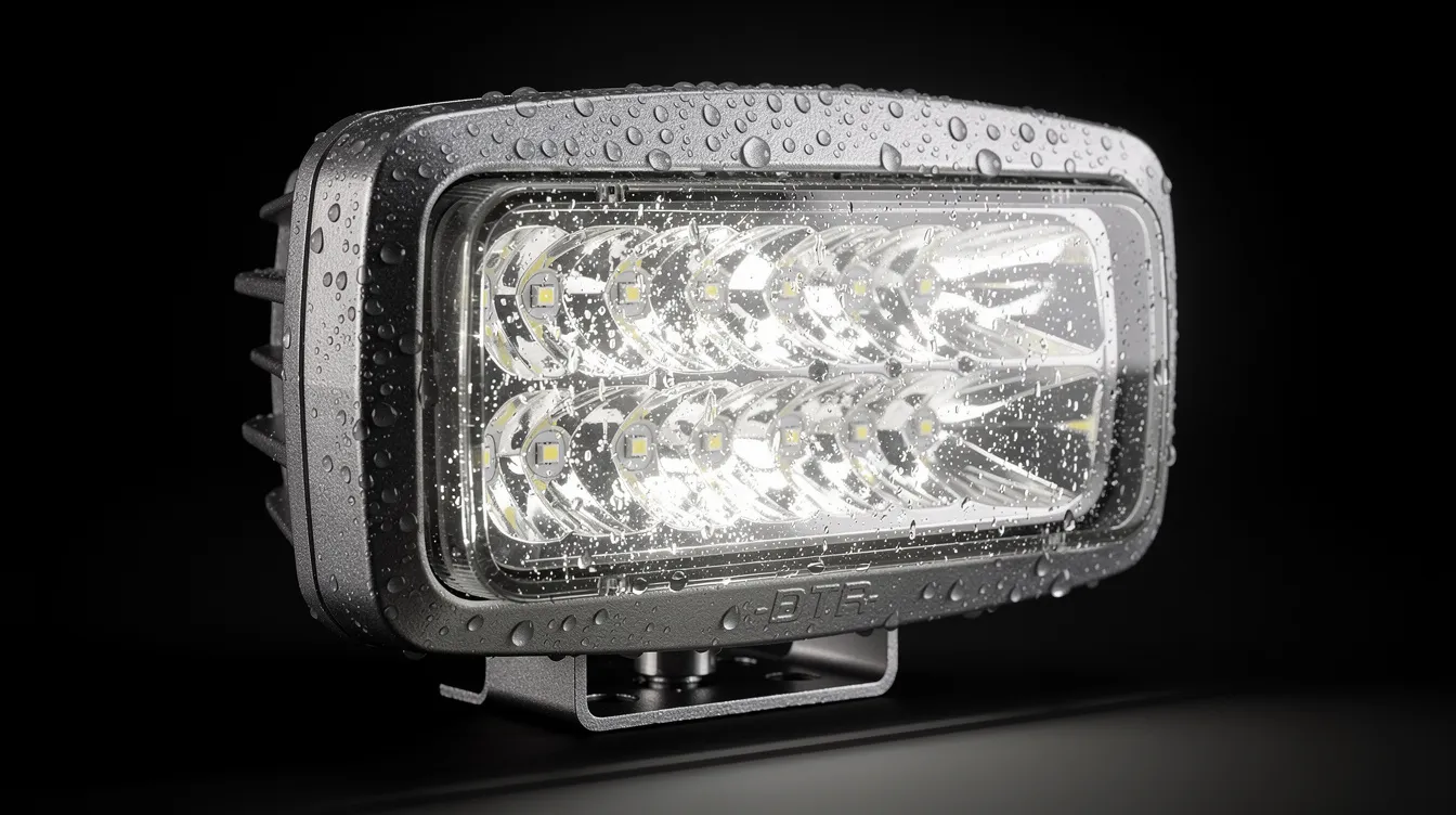 IP67-klassificeret LED tågelygte til lastbiler og erhvervskøretøjer – robust aluminiumshus med høj tætningsgrad til danske vejrforhold