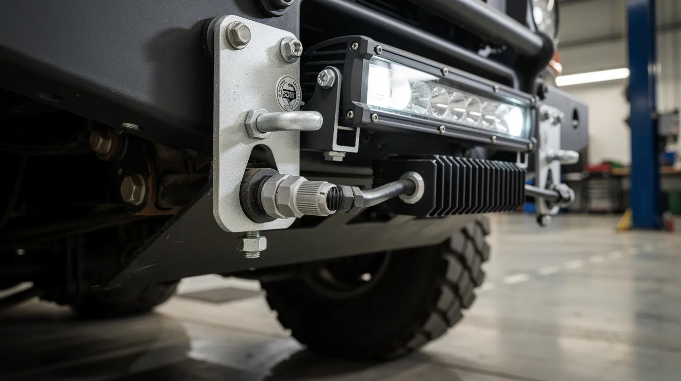 IP69K-klassificerede LED arbejdslys med robust monteringsudstyr til pansrede køretøjer og sikkerhedstransport med høj IK-klassificering mod vibrationer