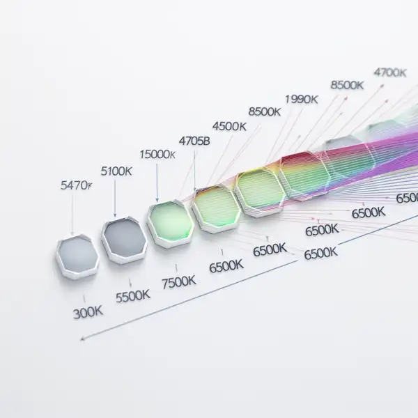 Kelvin scale for LED auxiliary lights with light spectrum analysis and temperature measurements