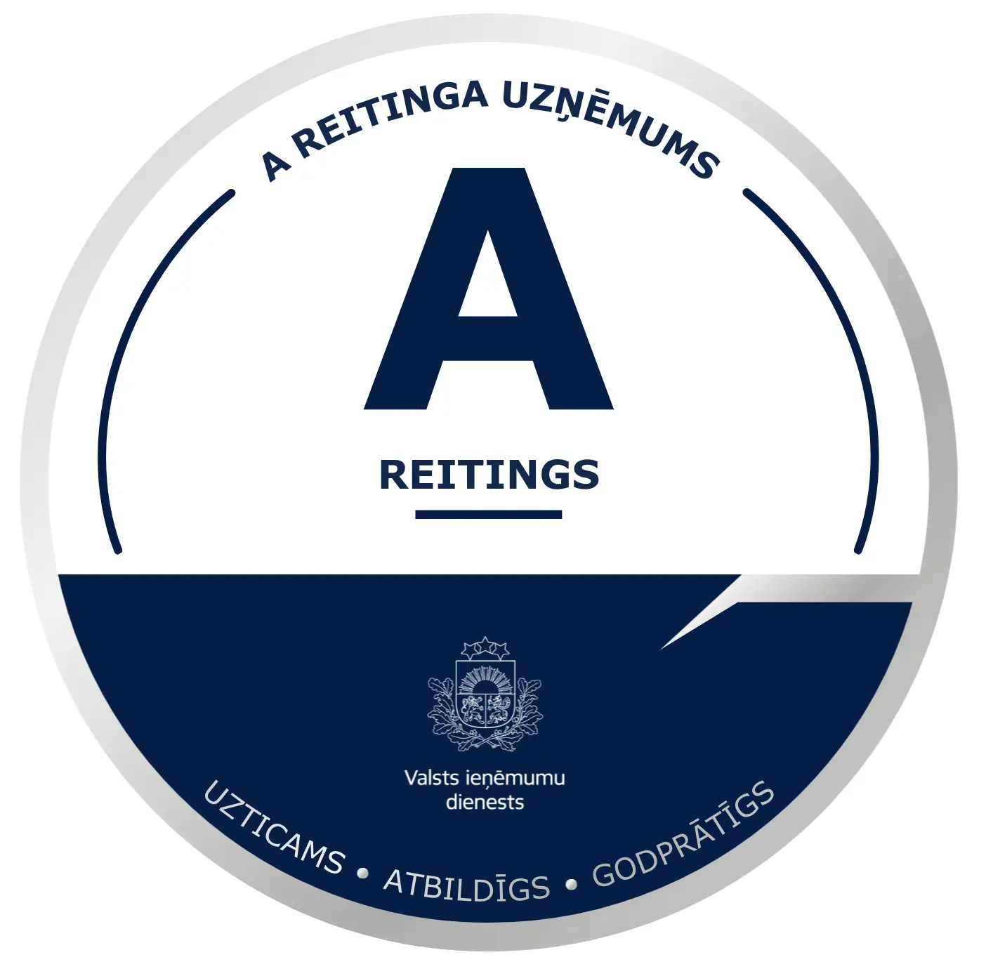 A-rating virksomhed - tildelt af det lettiske skattevæsen (Valsts ieņēmumu dienests)