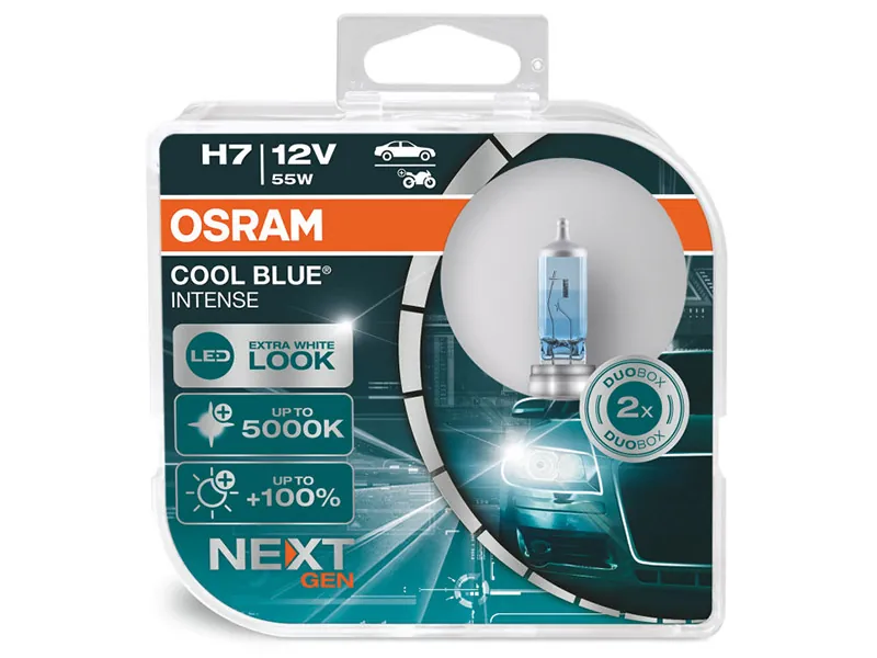 OSRAM Cool Blue Intense H7 Halogenpærer 12V 1500lm - Next Generation - Ledekstralys.dk