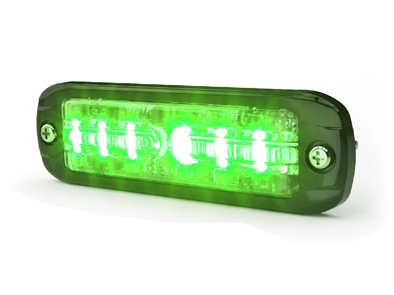 Ecco LED Advarselslys Grønt 12-24V - Ultratyndt Stroboskoplys med 29 Flashmønstre - Ledekstralys.dk