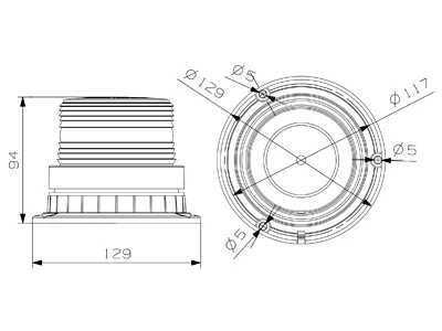 LED Blinkende Advarselsblink Mini Ravgul 10-110V 3-Bolts Montering - Billede 2
