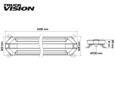TRUCKVISION LED Beacon Panel 1432mm 12-24V Advarselslys med 144 LEDs - Billede 3