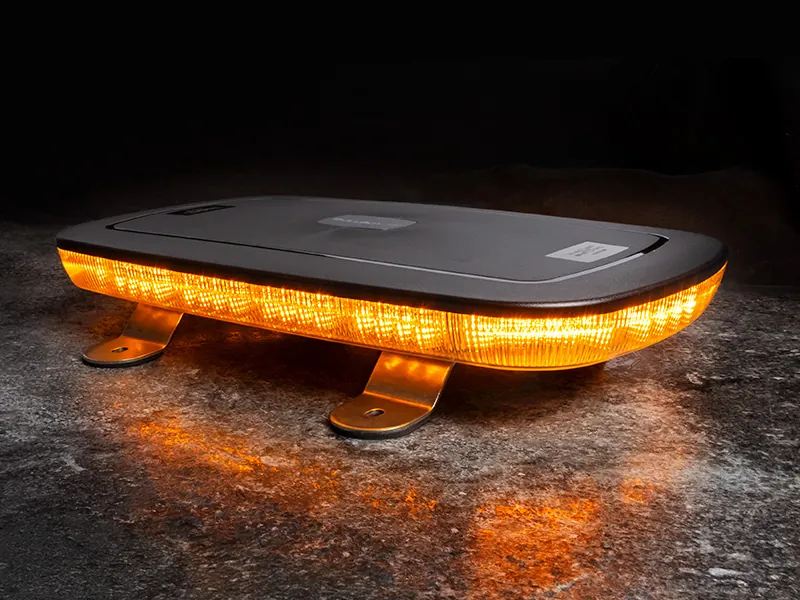 BULLBOY LED Advarselspanel 381mm Gul 10-30V med 14 Blinkfunktioner - Ledekstralys.dk