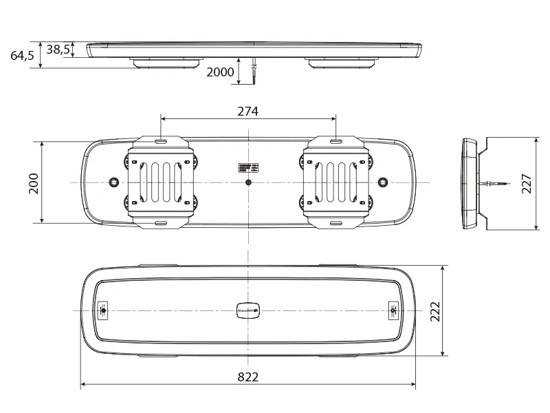BULLBOY LED Beacon Panel 829mm Gul Advarselsblink 10-30V ECE R65 - Billede 4