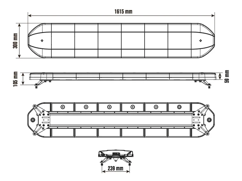 OPTIBEAM Dark Phantom 1600 LED Beacon Panel 120 LEDs 10-30V ECE R65 - Billede 2