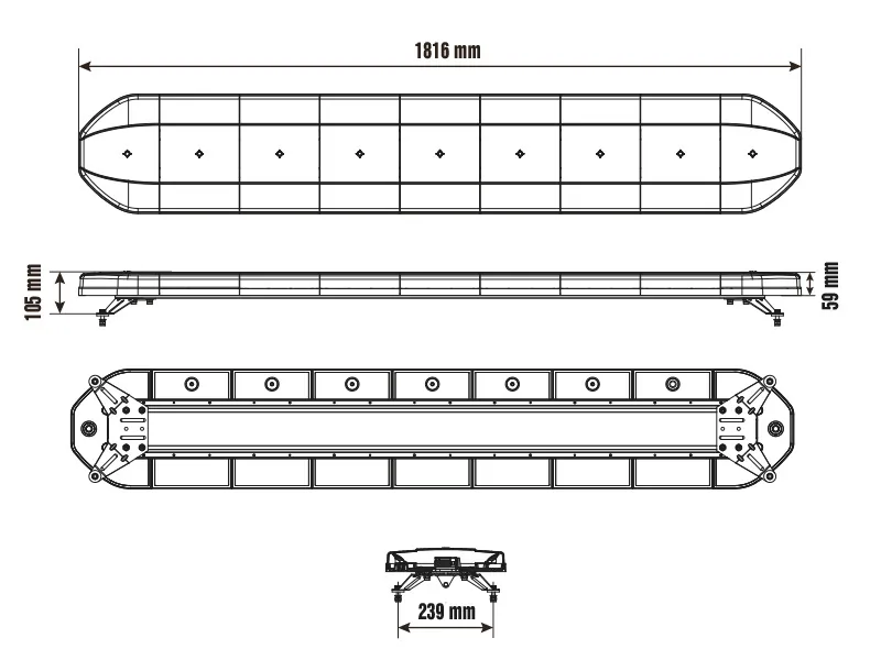 OPTIBEAM Dark Phantom 1800 LED Beacon Panel 10-30V 132 LEDs 1816mm - Billede 2