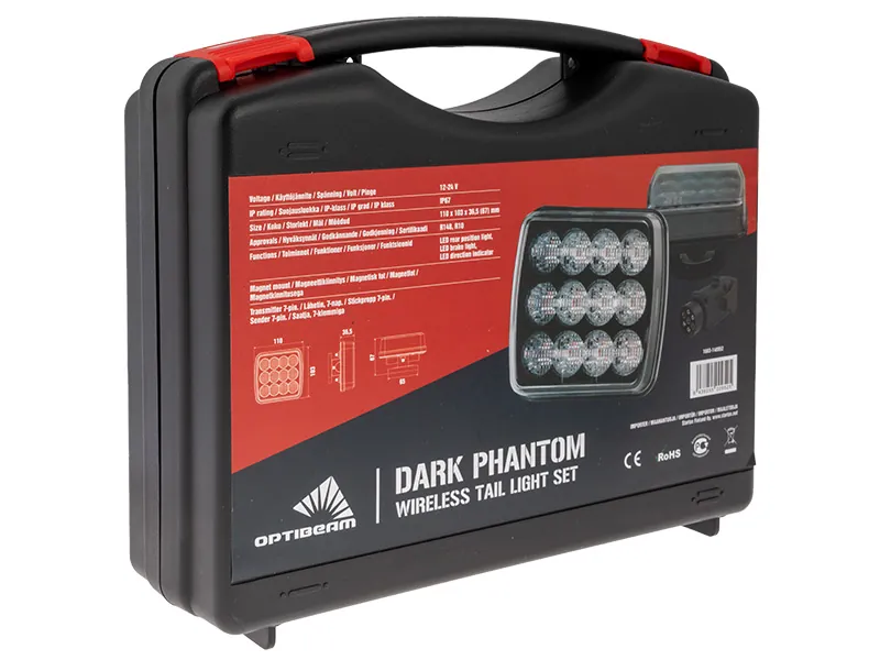 Optibeam Dark Phantom Trådløst LED Baglygtesæt 12-24V med Magnetmontering - Billede 7