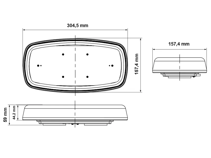 TRUCKVISION Genopladeligt LED Advarselslys 305mm - R65 Godkendt med Magnetfod - Billede 4