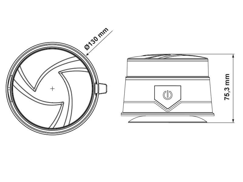 TRUCKVISION LED Advarselsblink Genopladelig 130mm R65 Magnetfæste - Billede 4