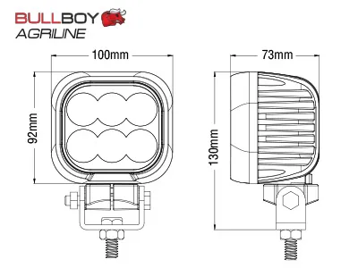 BULLBOY AGRILINE LED Arbejdslys 60W - 4330 lumen, 9-32V, 6x10W Osram LED - Billede 4