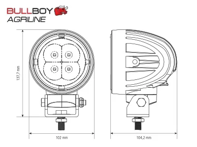 BULLBOY AGRILINE LED Arbejdslys 60W 5000lm 9-32V - Valtra Original Udskiftning - Billede 3