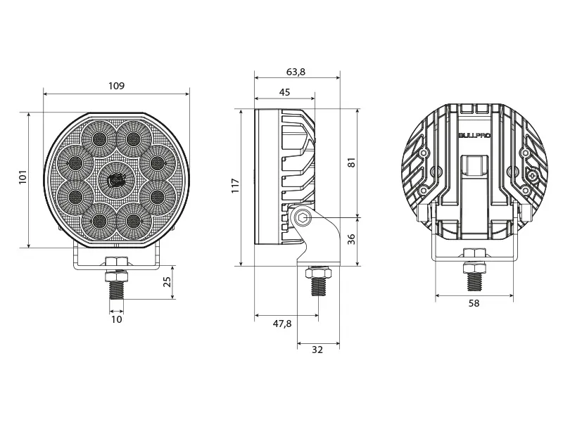 BULLPRO SPECTRUM ELLIPSE 54 LED Arbejdslys - 8100 Lumen, 9-32V, 36 Osram LED - Billede 3