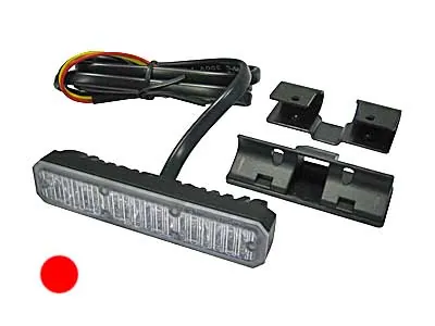 AXIXTECH LED Horisontal Signallys Rød 12-24V 6 LED med Monteringsbeslag - Ledekstralys.dk