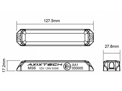 AXIXTECH LED Horisontal Signaллys 11-30V 6x1W med R65 Godkendelse - Billede 2