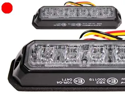 AXIXTECH LED Horisontal Varsellys 6x1W Rød 11-30V - E6 R65 Godkendt Stroboskoplys - Ledekstralys.dk