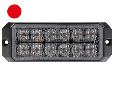 AXIXTECH LED Horisontal Advarselslampe Rød 12-24V 12x Effect LED - Billede 2