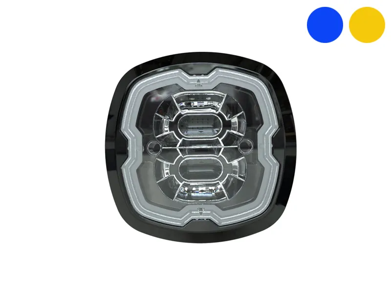 AXIXTECH LED Stroboskoplys Dual Color Blå/Amber 12-24V - Ledekstralys.dk
