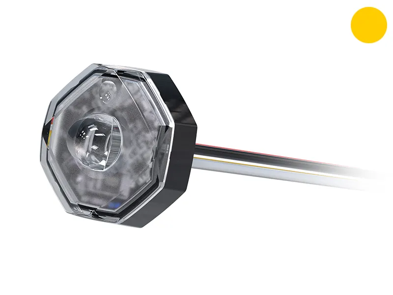 Axixtech Octa-Fit LED Advarselslys 12-24V 540lm Ravgul - Kompakt Stroboskoplys - Billede 2