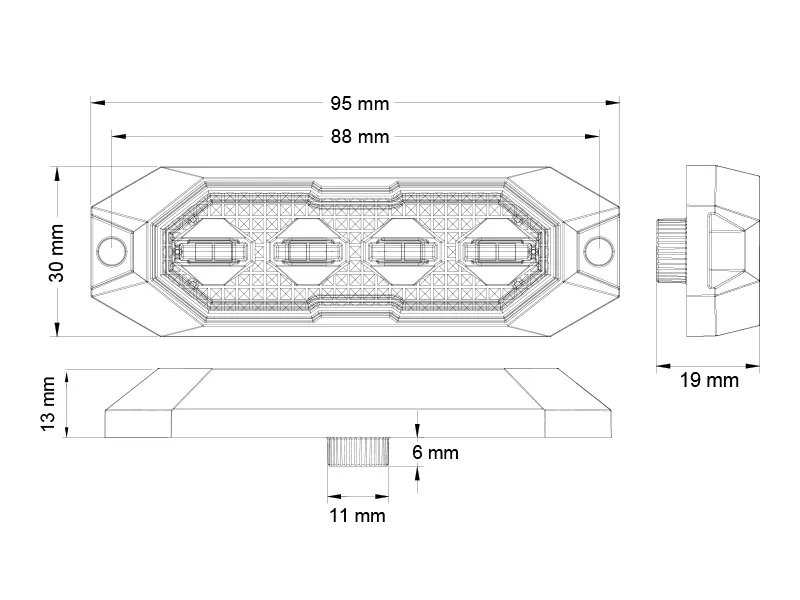 Truck Vision LED Stroboskoplys 12-24V - 4x3W High Intensity - ECE R65 Godkendt - Billede 6