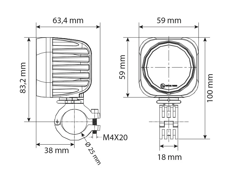 Bullboy Agriline 20W LED Arbejdslys - 2500 Lumen, 9-32V, Kompakt Design - Billede 6