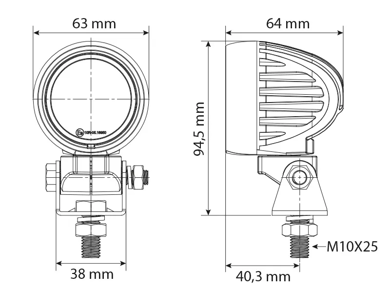 Bullboy Agriline 20W LED Arbejdslys - 2500 Lumen, 9-32V, Kompakt Design - Billede 5