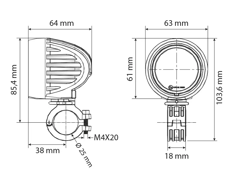 Bullboy Agriline 20W LED Arbejdslys - 2500 Lumen, 9-32V, Kompakt Design - Billede 6