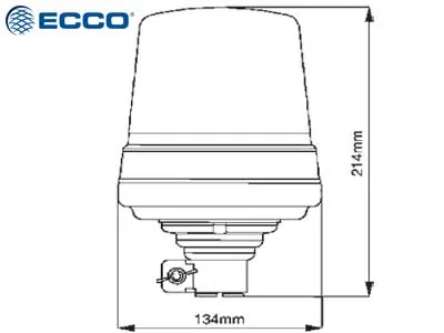 ECCO LED Flashing Beacon Advarselslys Ravgul 10-30V ø134x214mm ICAO Godkendt - Billede 2