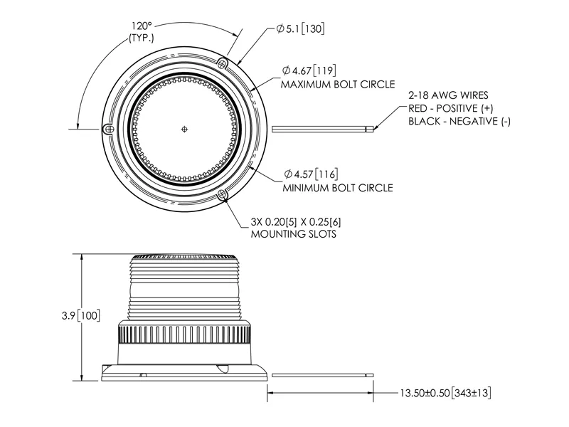 ECCO LED Rotorblink 12-80V med Pulse8 Blinkfunktion - Skruebeslag - Billede 2