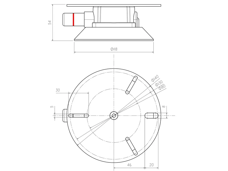 Vakuum Sugekopholder til Rotorblink og Advarselslys - Ø140mm Metalmontering - Billede 5