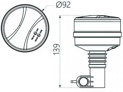 LED Rotorblink Amber 27W 12-24V DIN Montering - 10 Blinkmønstre - Billede 2