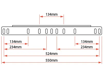 Ekstra Lysmonteringsbøjle 550mm - Til 3 Runde Lygter eller Langstrålende Lamper - Billede 3