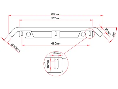 Auxiliary Light Rack - Monteringsbeslag til Ekstra Lys bag Nummerplade 666mm Aluminium Sort - Billede 3