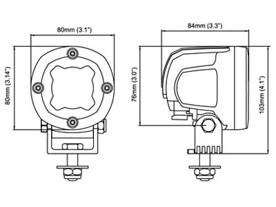 Nordic Lights N12 LED Arbejdslys 12-48V - Kompakt 80x80mm med Flood Lysmønster - Billede 3