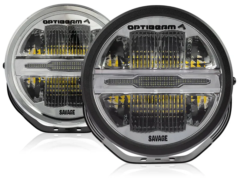 Optibeam Savage 9 LED Fjernlys 7200lm 9-36V med Hvid/Gul Positionslys - Billede 6