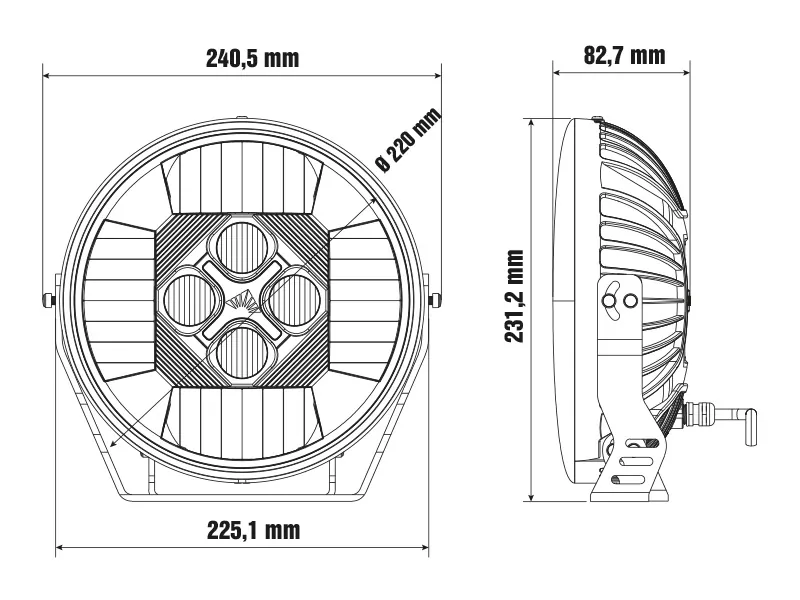 OPTIBEAM NIN9 LED Fjernlyslygte 14000lm 9-36V - Kraftig Ekstra Lygte til Køretøjer - Billede 7