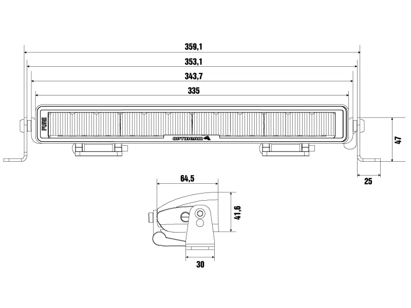 OPTIBEAM PURE 335 LED Fjernlysrampe 13400lm 9-48V 335mm - Billede 9