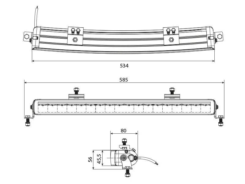 W-LIGHT Wave II LED Fjernlygte 7600lm 12-32V 532mm med Amber/Hvid Parklys - Billede 6