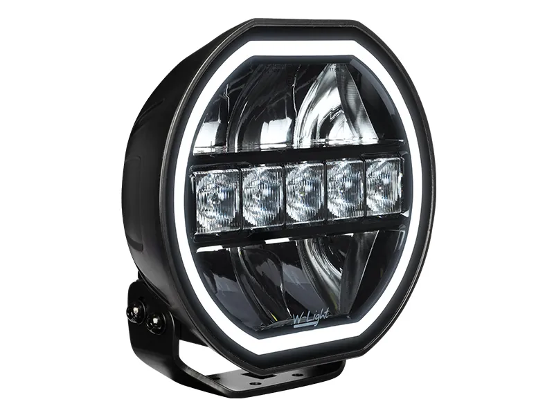 W-LIGHT ECLIPSE 7" LED Fjernlyskaster 5400lm 10-30V med Gul/Hvid Parkeringslys - Billede 2