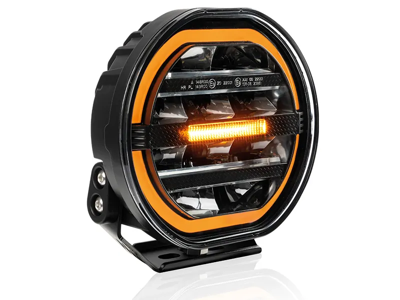 W-LIGHT Fury 7" LED Fjernlyslampe 6700lm 12-48V med Integreret Advarselslys - Billede 4