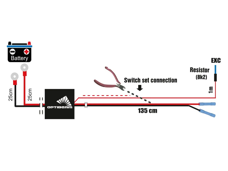 OPTIBEAM Wiring Kit WK040 Kabelsæt 12/24V 200/400W til Lysbro - Ledekstralys.dk