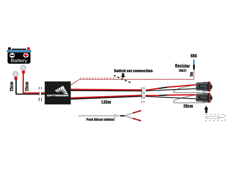 OPTIBEAM Wiring Kit Kabelsæt 12/24V 2x135W/270W CAN-kompatibel - Ledekstralys.dk