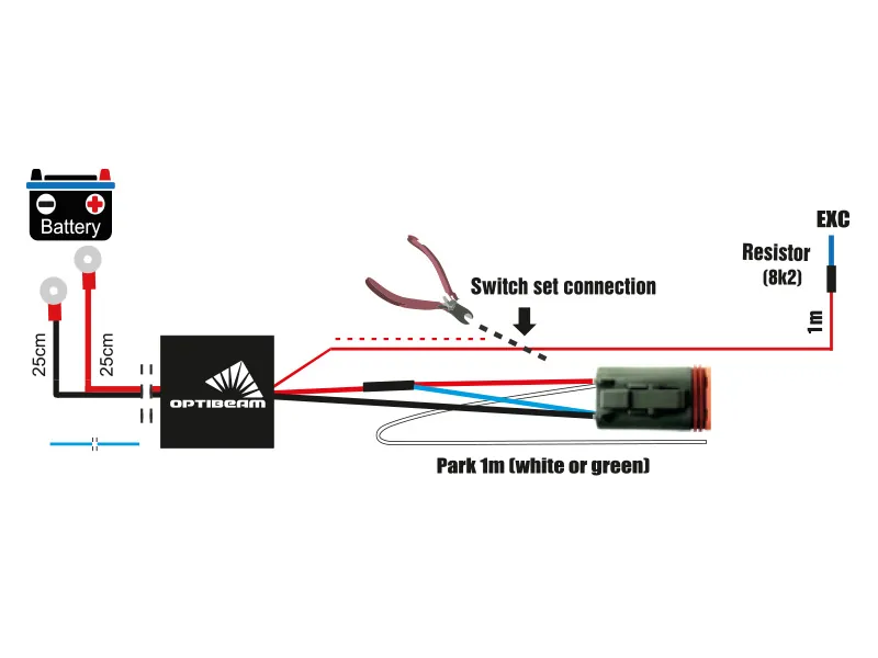 OPTIBEAM Wiring Kit DTP 12/24V - Kabelsæt til Ekstra Lygter med Deutsch Stik - Ledekstralys.dk