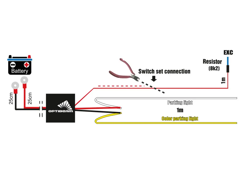 OPTIBEAM Deutsch Kabelsæt med Parkeringslys 12/24V 4-pin DT Stik - Ledekstralys.dk