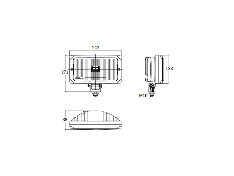 Tågelygte H3 med parkeringslys 242 x 133 mm - Billede 2