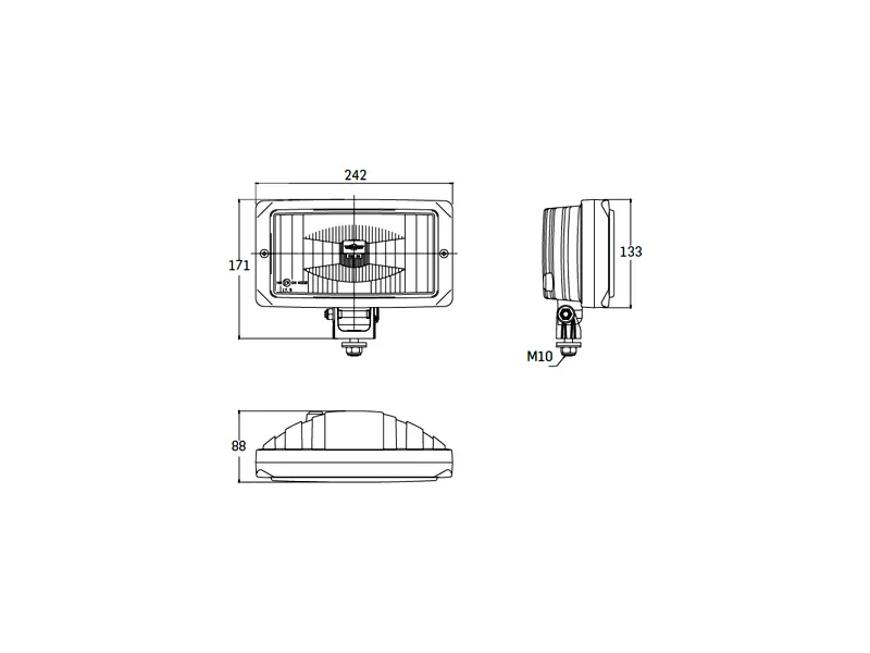 Fjernlys H3 med parkeringslys 242 x 133 mm, sort ramme - Billede 2