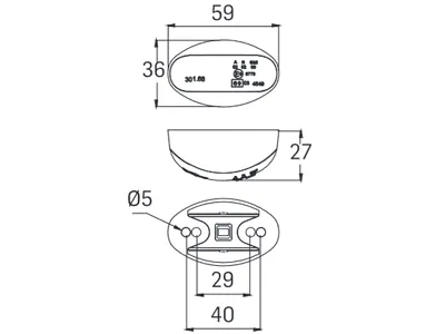 SIM LED Sidemarkeringslys Rød 12-24V 3xLED Overflademontering - Billede 2