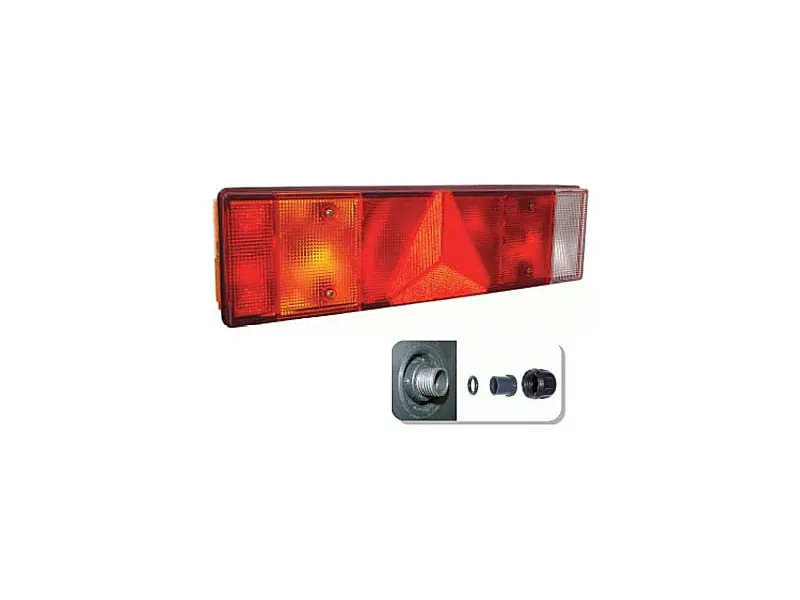 Baglygte 7 funktioner venstre 466 x 130 mm med nummerplade- og sidelys - Ledekstralys.dk